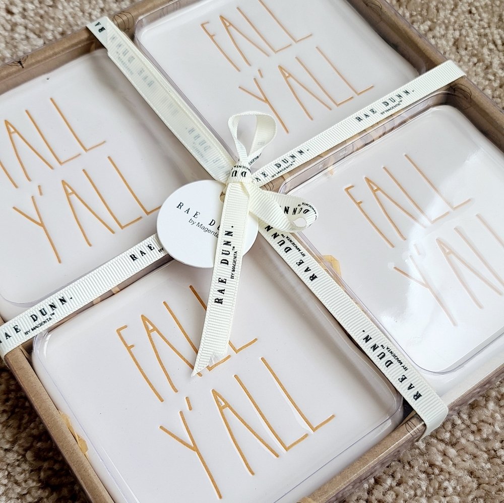 Rae Dunn "Fall Y'all" Coasters 4pcs 2020